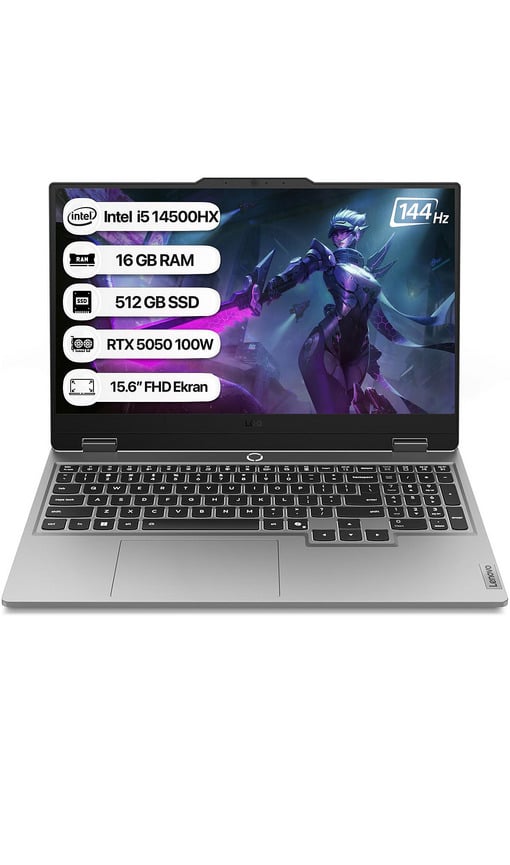 LENOVO LOQ RTX5050 83JE0128TR Intel Core i5-14500HX 16 GB RAM 512 GB SSD 15,6 inç FreeDOS Gaming Laptop Luna Gri